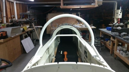placed the wood flooring boards in the rear after installation of the rudder cables