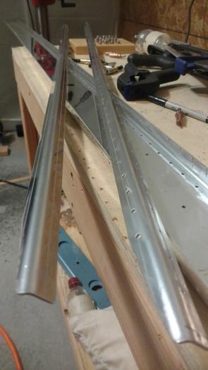 One of two HS spar flange stiffeners drilled