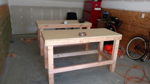 Two finished worktables