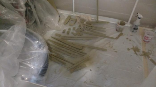 Rudder stiffeners primed, away from 