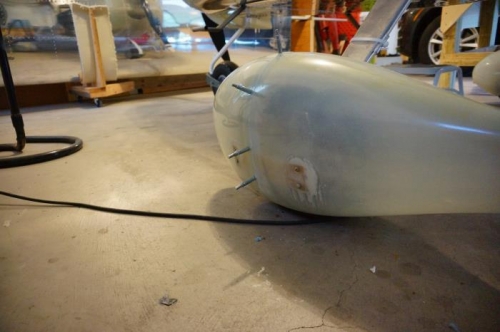 Fiberglass/flox mixture added around attach brackets