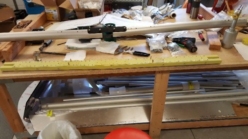 Forward spar assembled and riveted