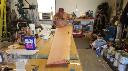 Second coat of Polybrush on the rudder tapes