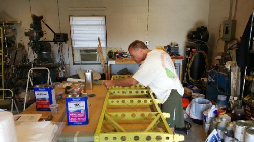 Applying polytack to the frame