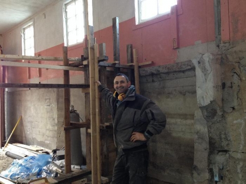 Garage door opening. The formwork is ready for concrete