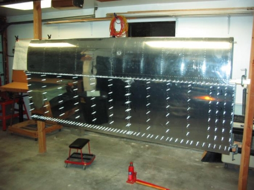 Left Top Wing Skins Clecoed Back on