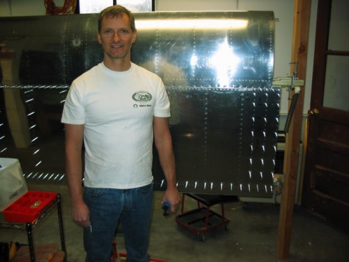 Left Inboard Top Wing Skin Partially Riveted