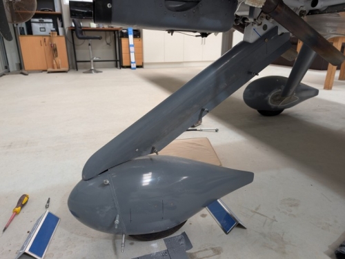 Working on the nose gear leg fairing