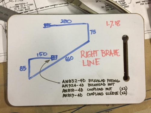 My bending plan for the right brake line, plus parts that I'll need to replace