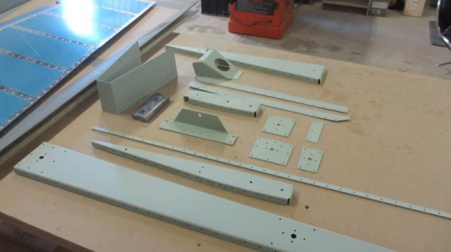 Rudder parts primed and ready