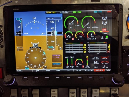 The primary EFIS is setup for flight and engine instruments