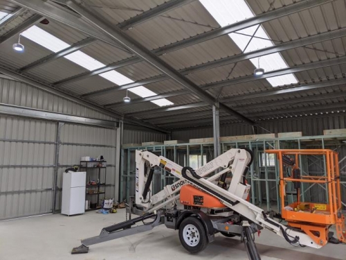 A cherrypicker made easy work of the highbay lights