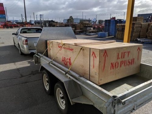 Loading the crate on at Port Adelaide, 08:30am