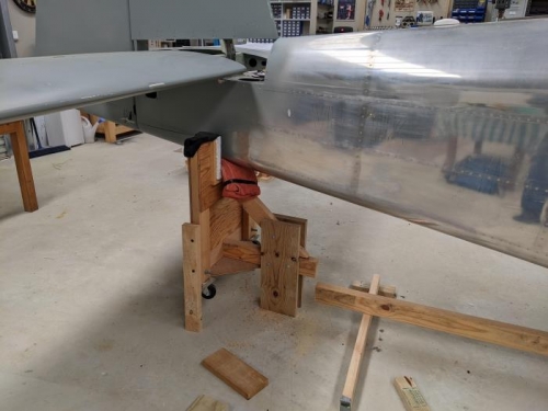 Using the existing fuselage trolley to support the empennage