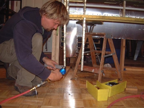 Using homemade dimpling die.