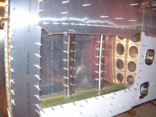 Left tank bay stiffeners installed