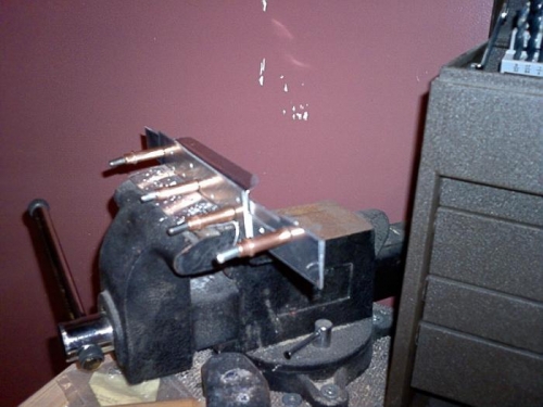 Stiffener drilling jig with stiffener ready for drilling