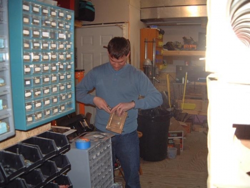 Shane hard at work with the cleco plyers