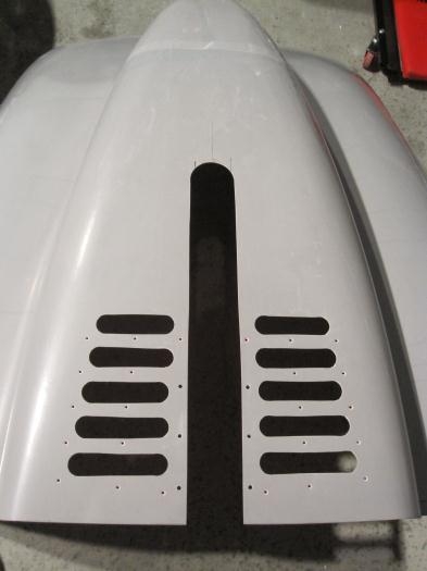 Holes ready for the louver plates to be riveted
