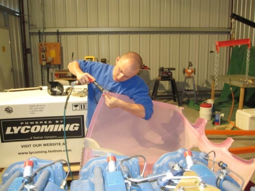 Brad countersinking the cowl