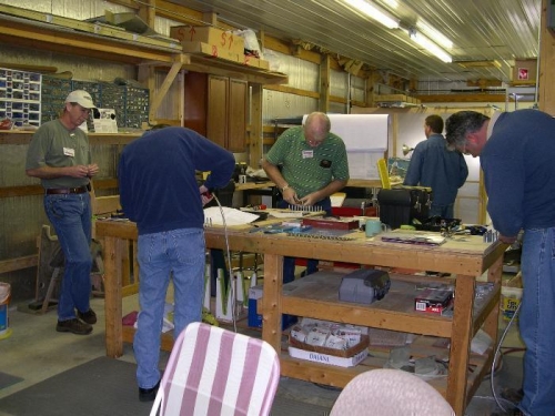 Kim (left), Tom (back),  Me (green), Troy (background), and Walt (right) starting our first project.