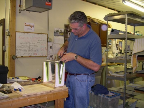 Walt putting pop rivets in the leading edge