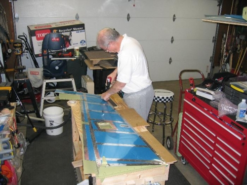 Back riveting the rudder trailing edge