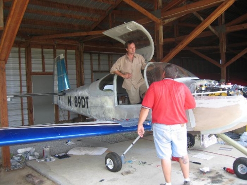 Jan and Dan in Dan's hangar