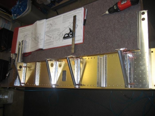 The parts for the aft center bulkhead assembly all match drilled