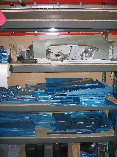 All the fuselage parts on the shelving