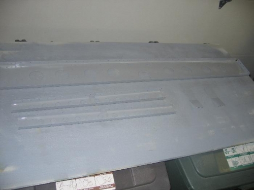 Fuselage bulkhead parts primed