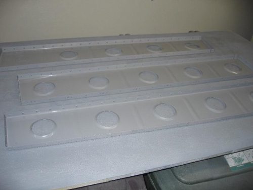 Left side baggage ribs primed and still wet