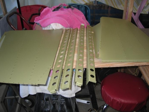 Primed forward fuselage parts