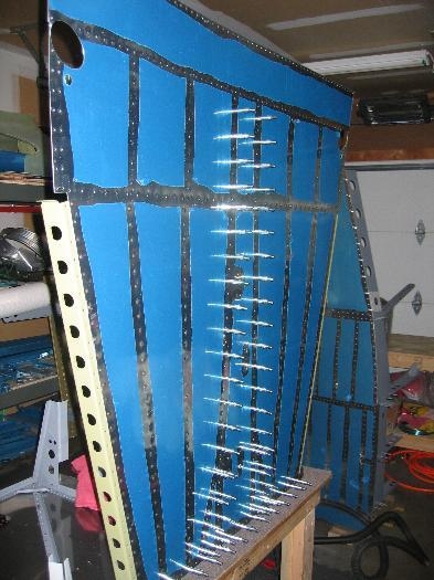 Firewall and forward fuselage cleco'd to the bottom skin