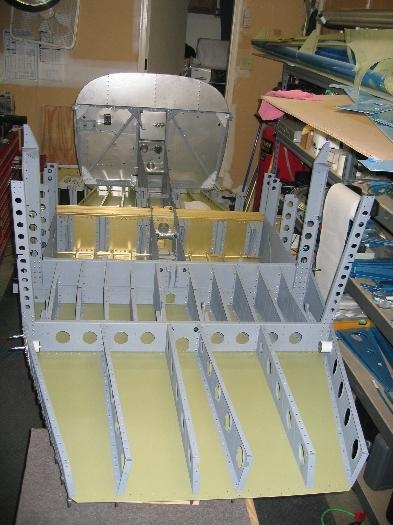 Forward and mid fuselage sections bolted together (rear view)