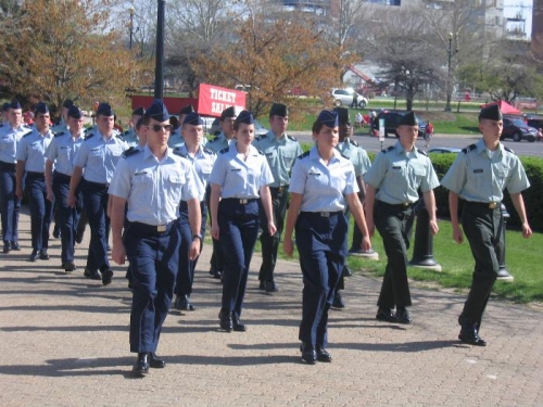 Marching into the stadium