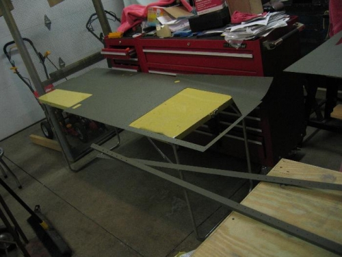 Left middle fuselage skin primed