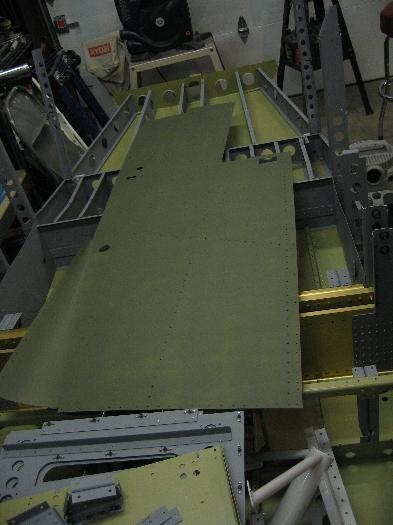 Right middle fuselage skin primed