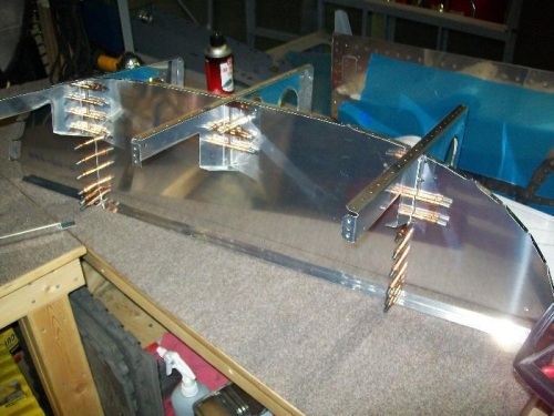 Upper fuselage assembly cleco'd together.