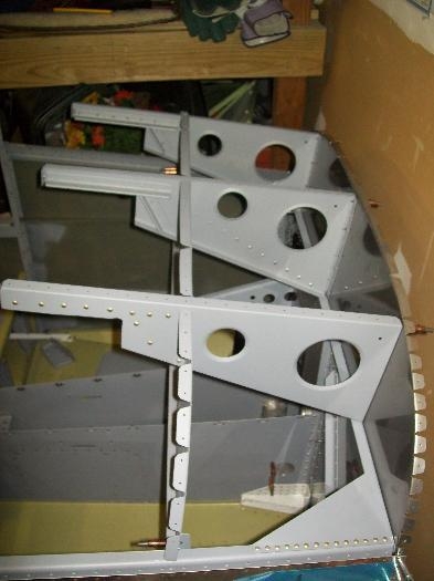 A view of the upper fuselage assembly from the side