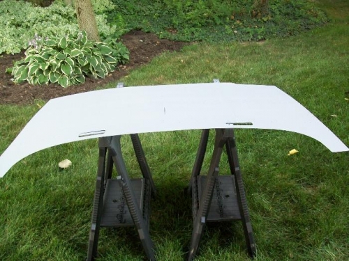Upper fuselage panel primed