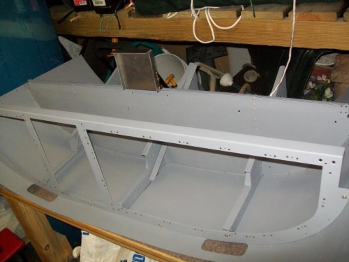 The rear mounting plate is drilled and cleco'd