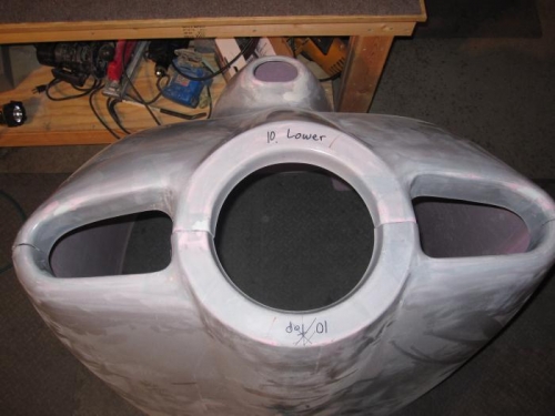 Front view of the top and bottom cowl