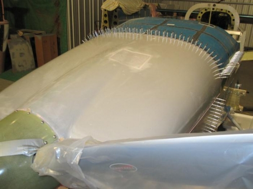 Top Cowl Rivet line drilled and clecoed