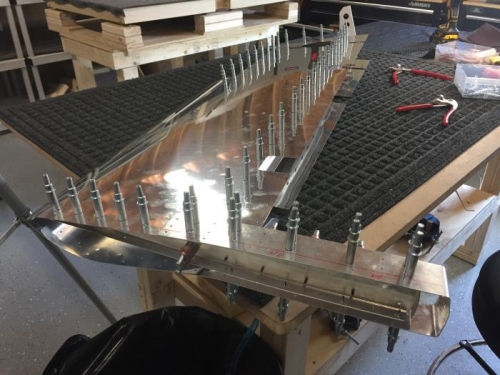 Clecoed left elevator skin to frame and drilled