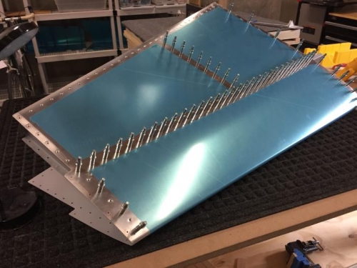 Clecoed and riveted skin