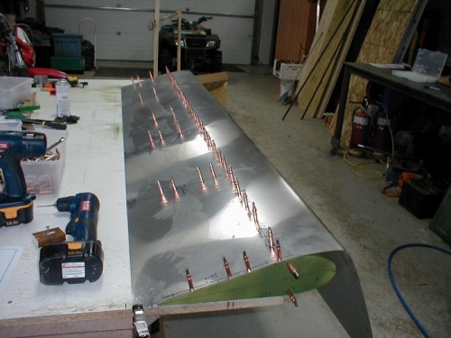 After completely drilled on bottom skin