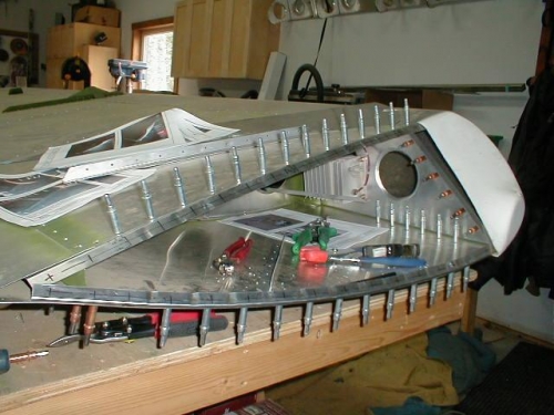 Angles crimped and clecoed