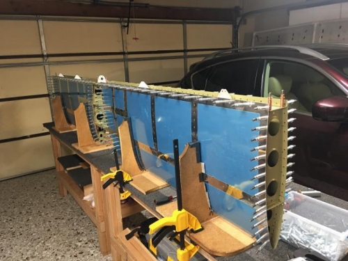 All that's left to rivet are the spar and exterior ribs.