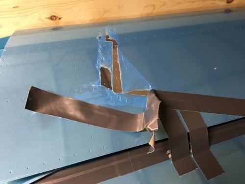The duct tape is hard to take off without stripping off the blue plastic protective film.